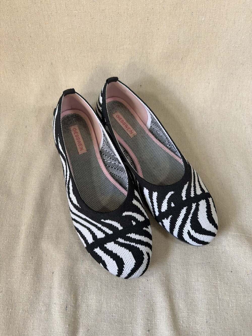 Giesswein Eco Ballet Flats Zebra Print Knit Round Toe